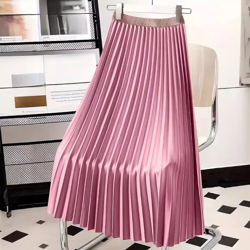 Fashion Elegant Pleated Skirt for Women Faldas Vintage Saias Pa...