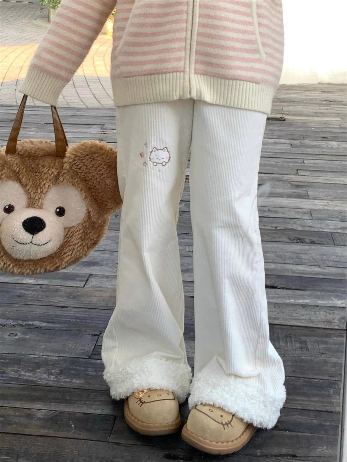 Ins Y2K Japanese Kawaii Full Length Pants Women Cartoon Pattern Casual Trousers Harajuku Aesthetic Subculture Autumn Sweat Pants