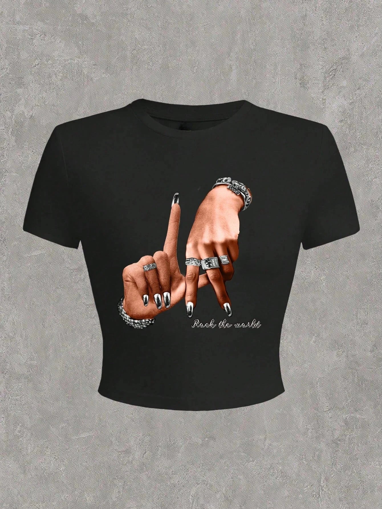 2026 Summer Casual Minimalist LA Hand Sign Hip Hop Print Short Sleeve Women's T-shirt Crop Top Tee Y2k Ladies Clothes Female Tee