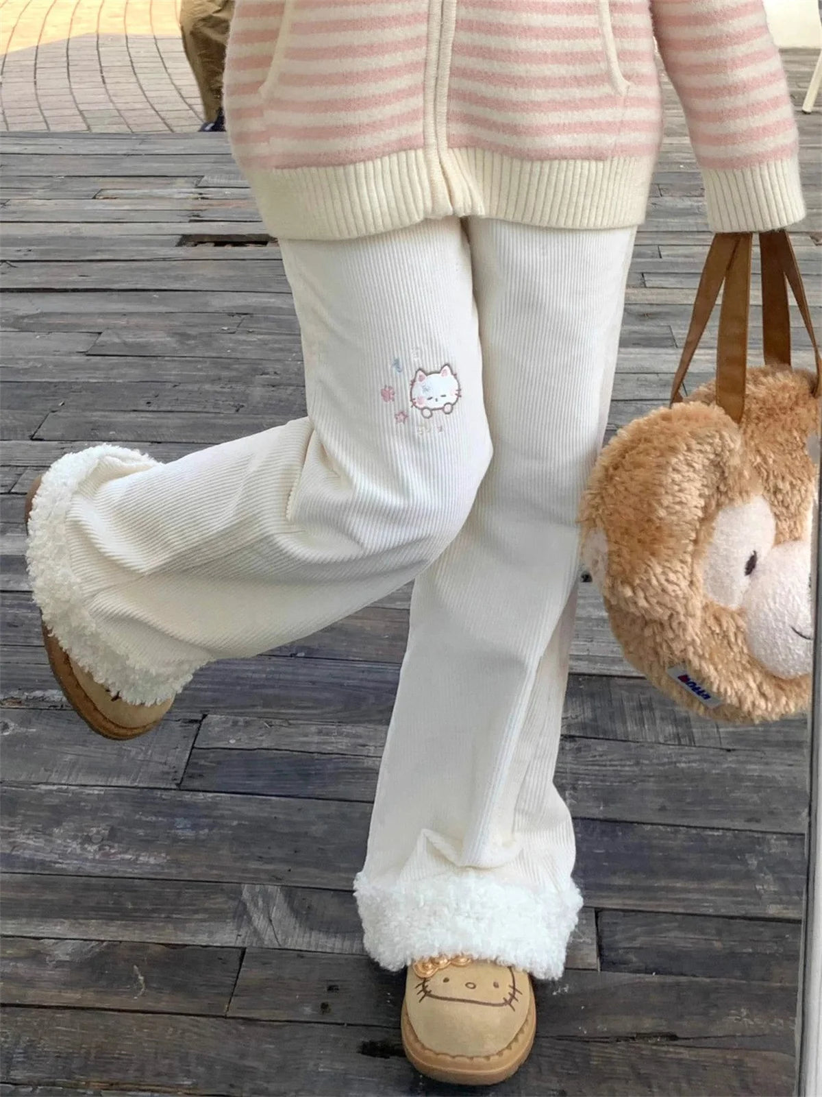 Ins Y2K Japanese Kawaii Full Length Pants Women Cartoon Pattern Casual Trousers Harajuku Aesthetic Subculture Autumn Sweat Pants