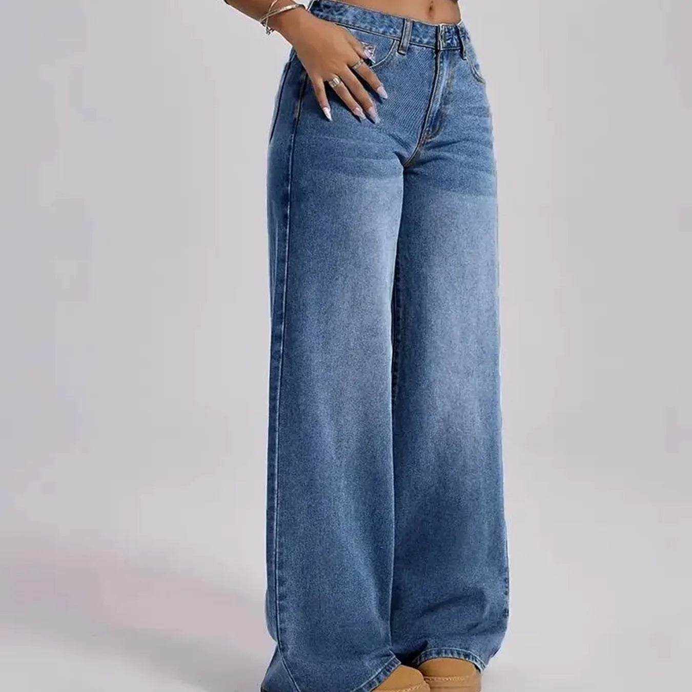 2026 New Vintage Loose Wide Leg Denim Jeans For Women Trendy Casual Versatile Retro Blue Floor-Length Pants