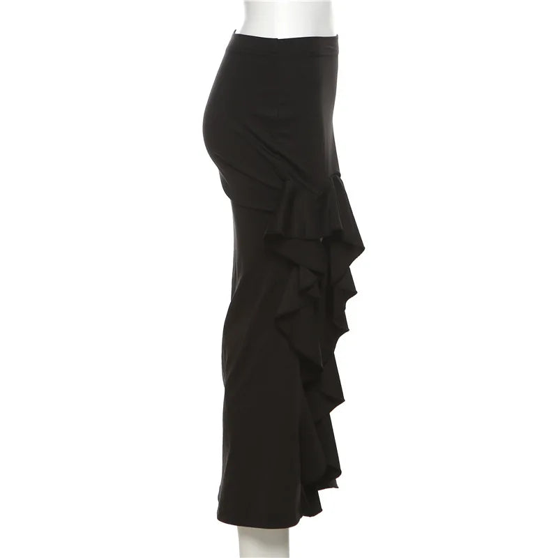 Women Spring Autumn Lace-up Slit Skirt Female Sexy Slim Wrap Hips Asymmetrical Skirts New Style Fashion Ankle-Length Midskirts